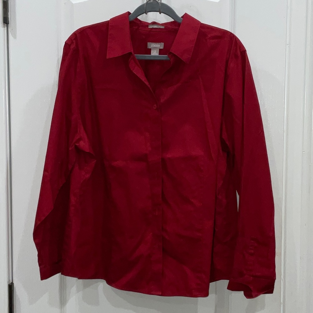 Chico's Vibrant Red Collared Blouse